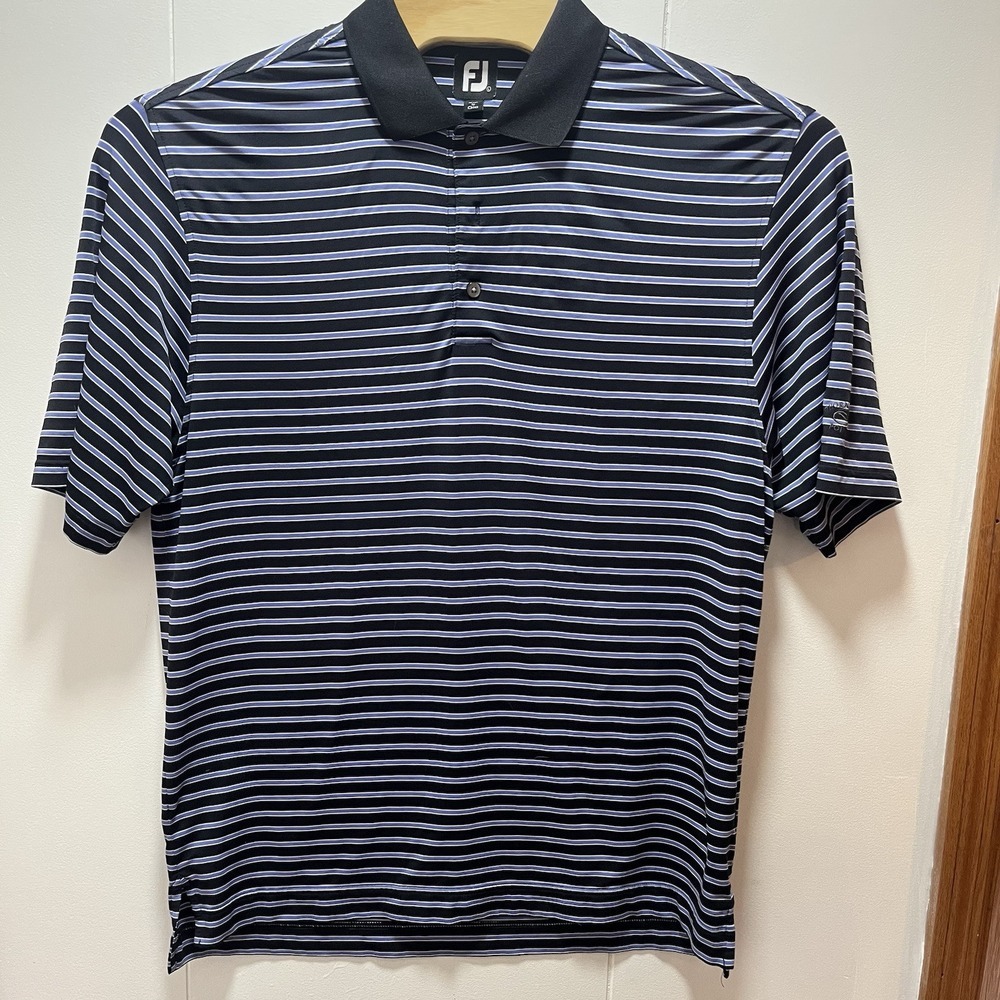 FootJoy Purple Black Striped Polo Shirt Men's‎ Size Large FJ Logo